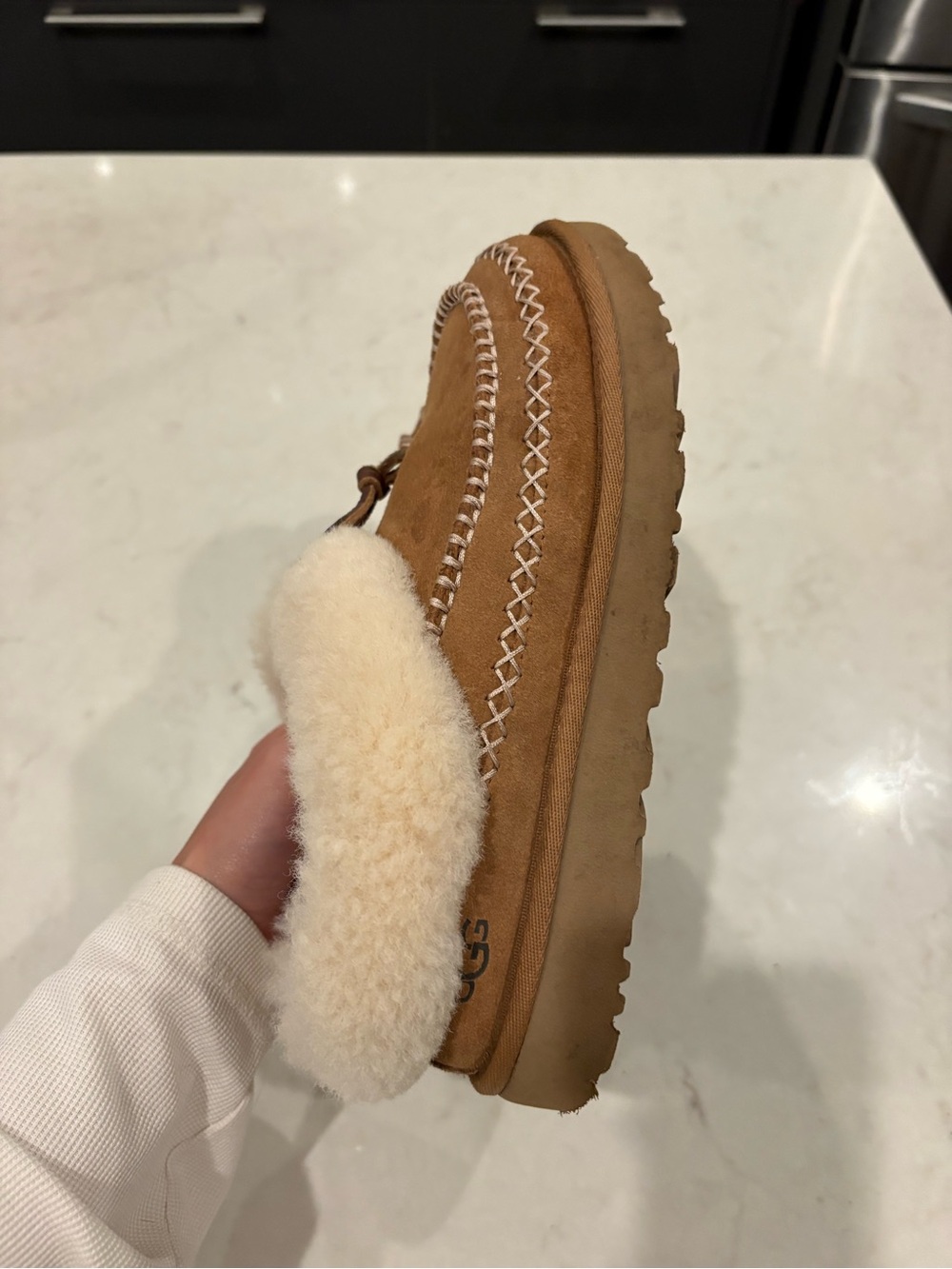 Uggs Shearling-Lined Suede Moccasin Slippers - Chestnut - Picture 4 of 13